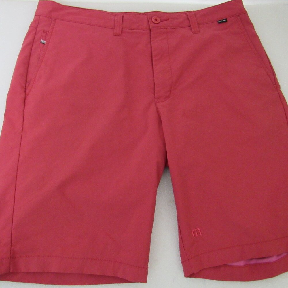 Travis Mathew Red Golf Athletic‎ Shorts Stretch Polyester Blend